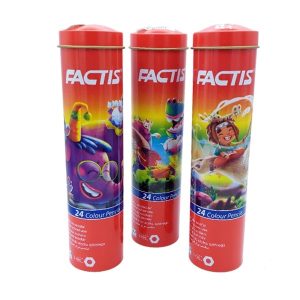 مداد رنگی 24 رنگ فکتیس Factis – جعبه فلزی استوانه ای